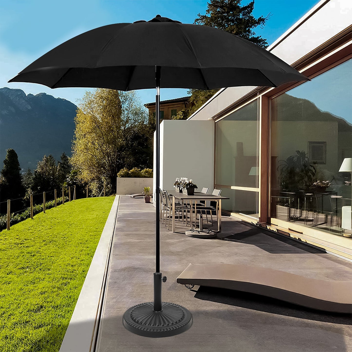 14kg Concrete Round Parasol Base - Black