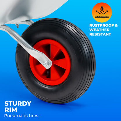 65 Liter Wheelbarrow Metal Cart Heavy Duty