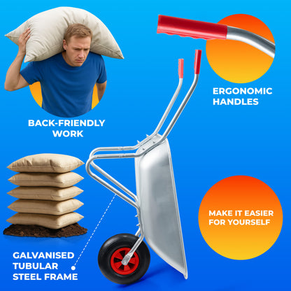 65 Liter Wheelbarrow Metal Cart Heavy Duty