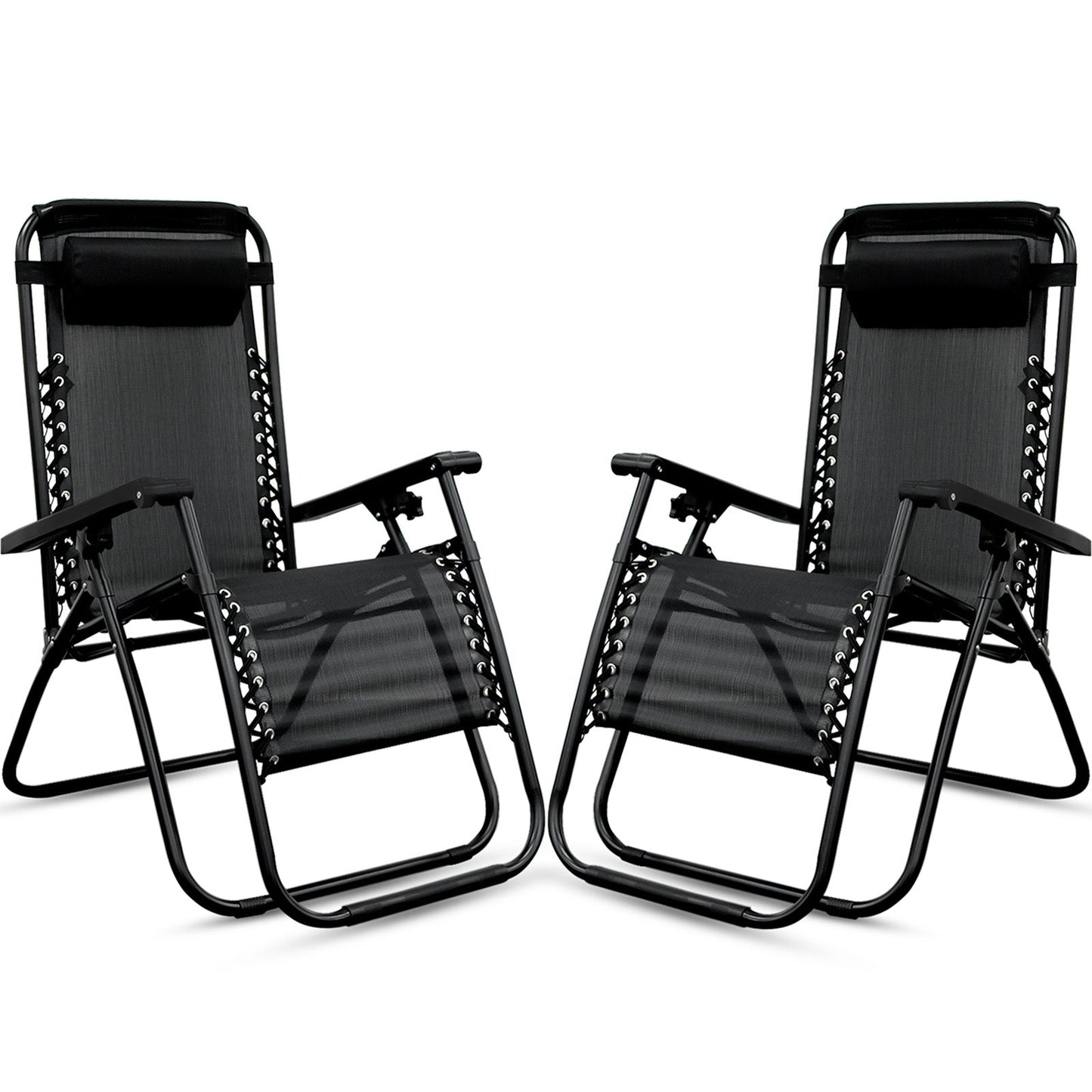 Set of 2 Zero Gravity Chair Sun lounger with Cup Holder