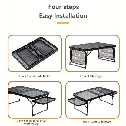 Camping Table with Extendable Wings & Mesh Top-2