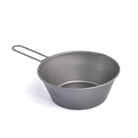 Camping Titanium Bowl Tableware Cookware Foldable Handle Outdoor Cup Tourism Pot Hiking Backpacking Picnic Fishing-0