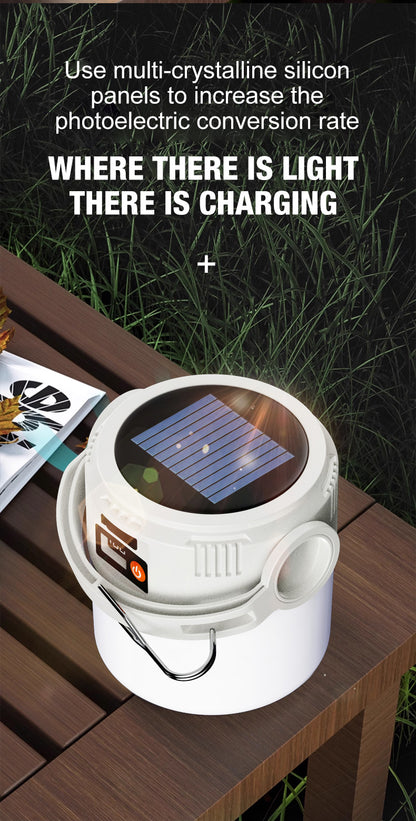 Ultra long endurance camping light, solar powered outdoor rechargeable tent light, emergency light, compact and portable, recha