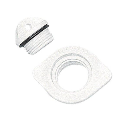 Drain Socket Oval with Plug 48x36mm White | 4Boats