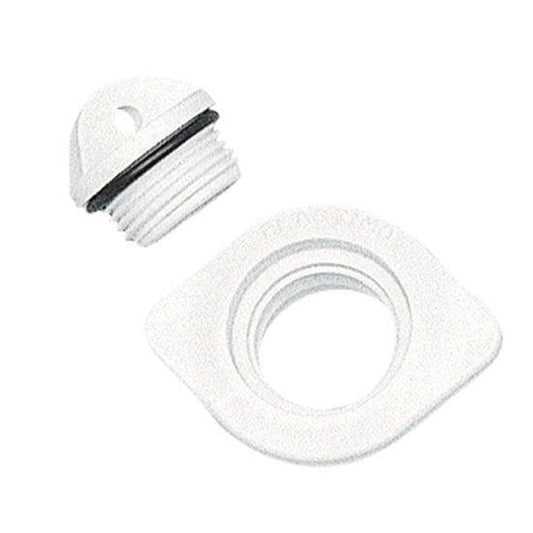 Drain Socket Oval with Plug 48x36mm White | 4Boats