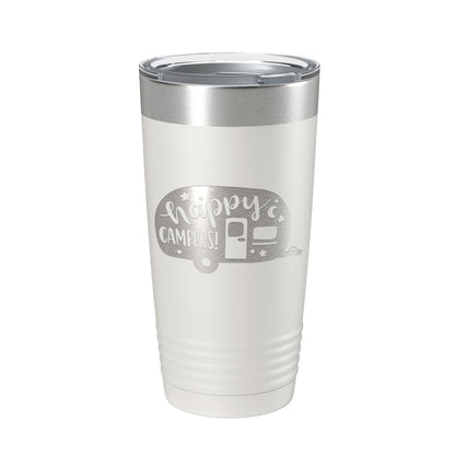 Happy Campers Tumbler RV Camping Travel Mug Gift Insulated Laser Engraved Coffee Cup Tent Outdoors 20 oz-1