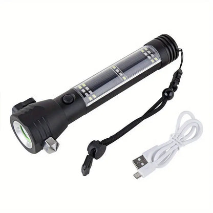 Multi-Functional Solar Power LED Flashlight - 5-in-1 Outdoor Survival Tool-0