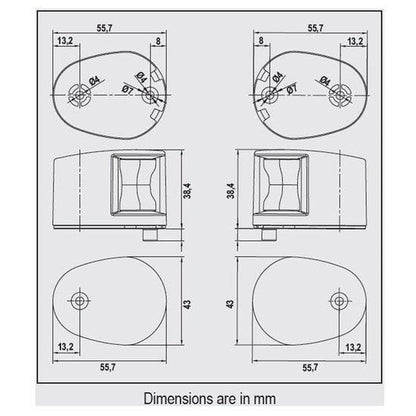 FOS LED 12 Starboard & Port Deck Lights 112.5° Black | 4Boats