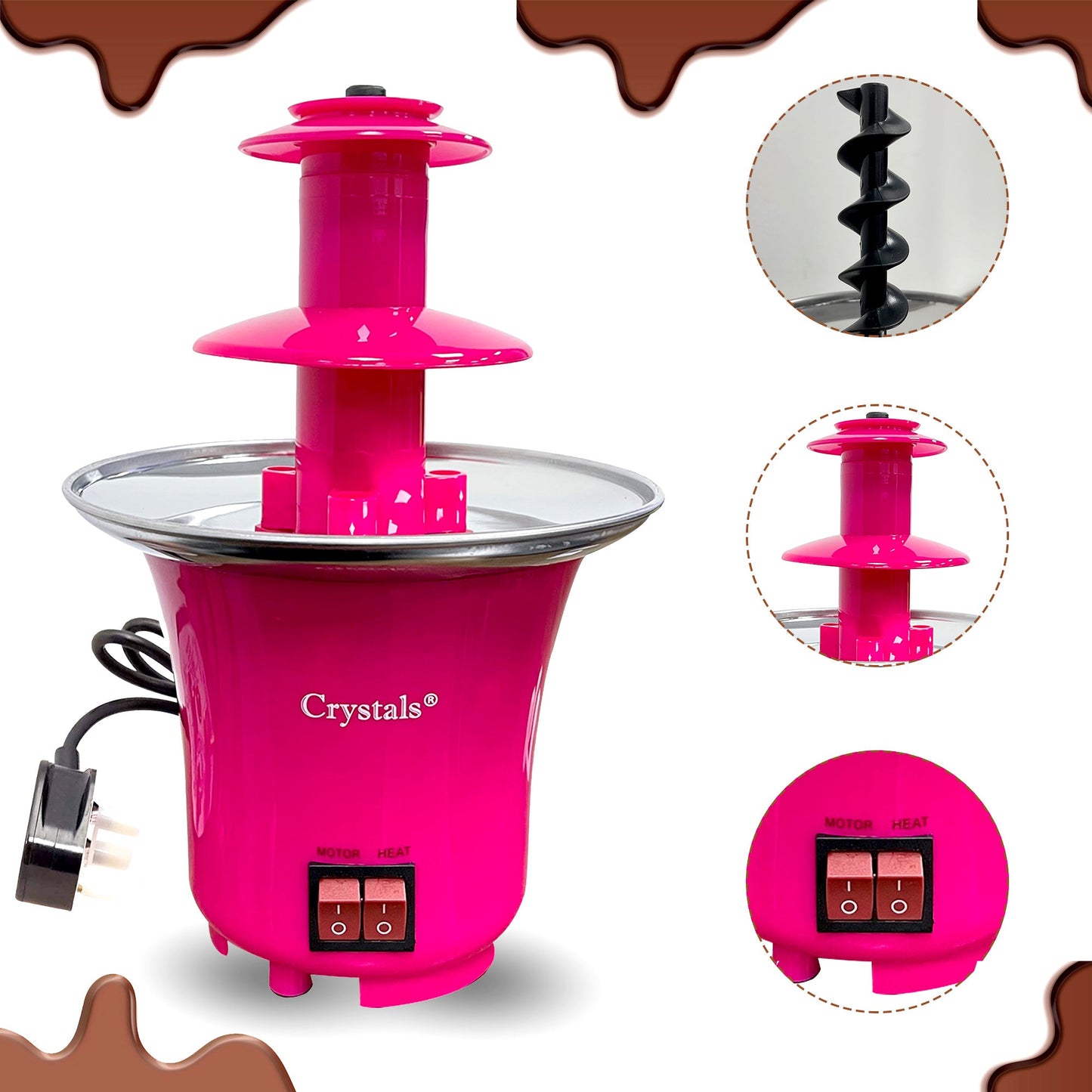 3 Tier Chocolate Fondue Fountain Pink/Brown