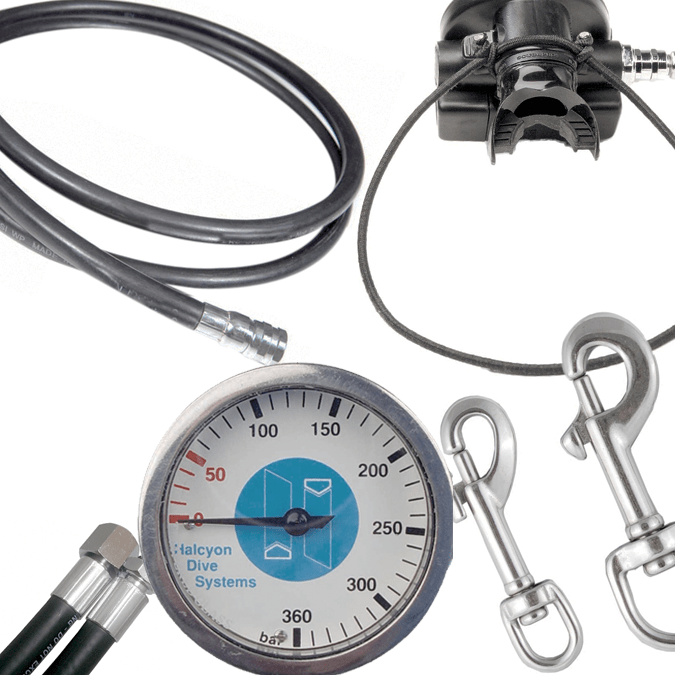 Halcyon Complete DIR Twinset Regulator Set - Premium Piston System - H-75P, Halo