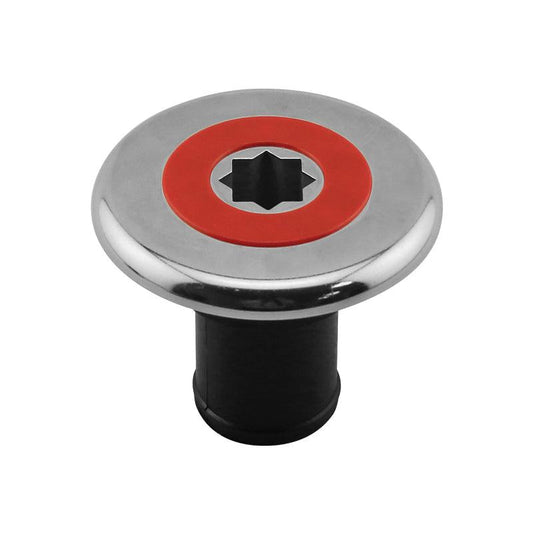 INOX Deck 38mm Fuel Deck Filler, Red Cap, Black Base | 4Boats