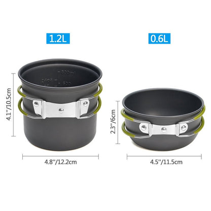 Camping Cookware Mess Kit with Mini Stove,Lightweight Pot Tank Bracket-2
