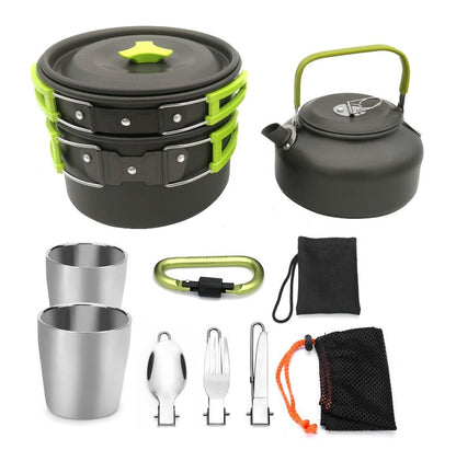 2-3 person Camping Cooking  Ware Sets Pots Pans Picnic-6