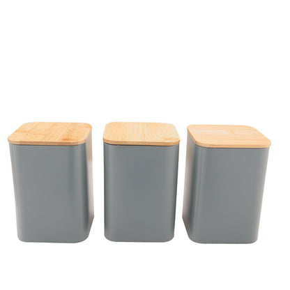 3Pcs Bread Bin with Canister Set - Grey