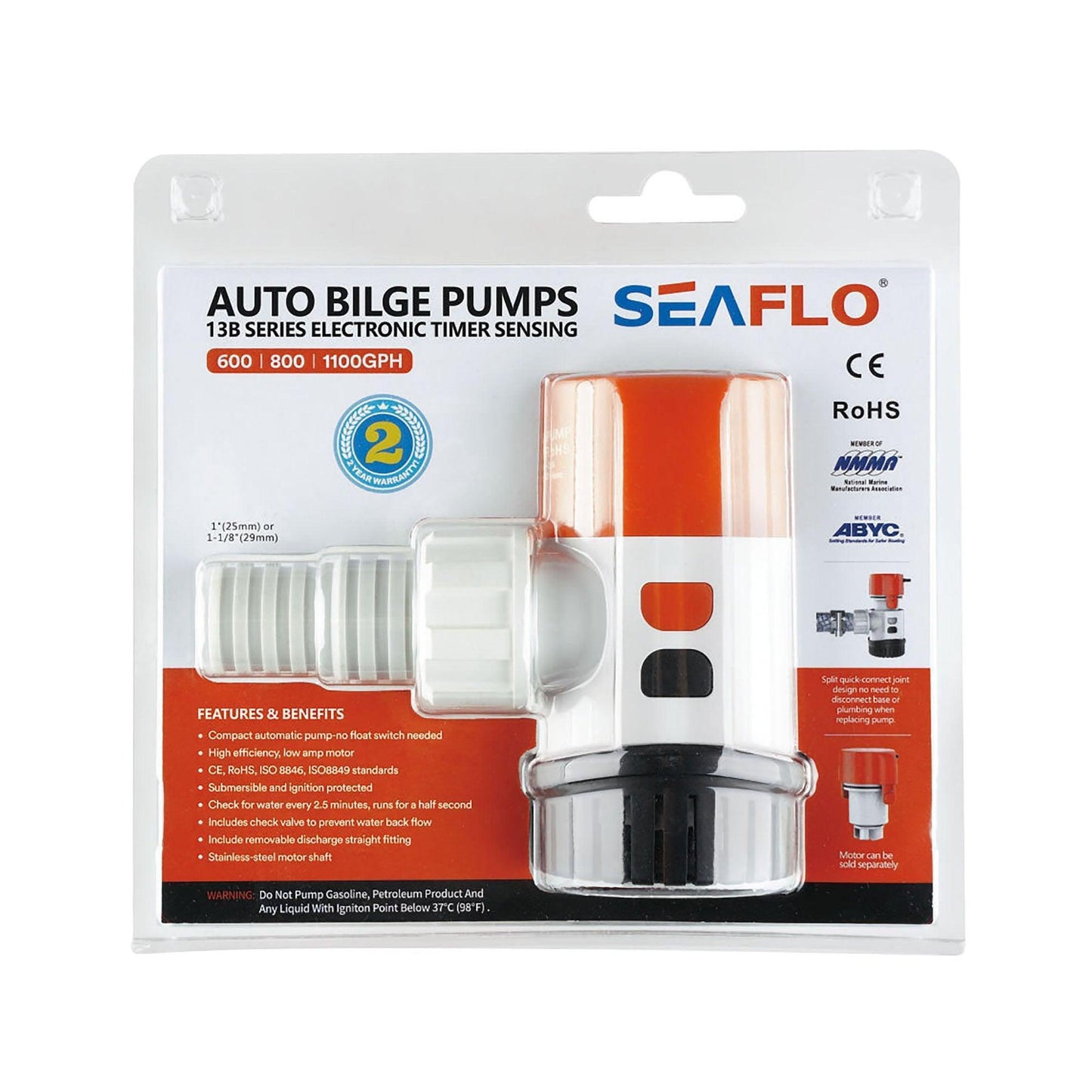 SEAFLO Auto Bilge Pump 13B Series 12V 800 GPH | 4Boats