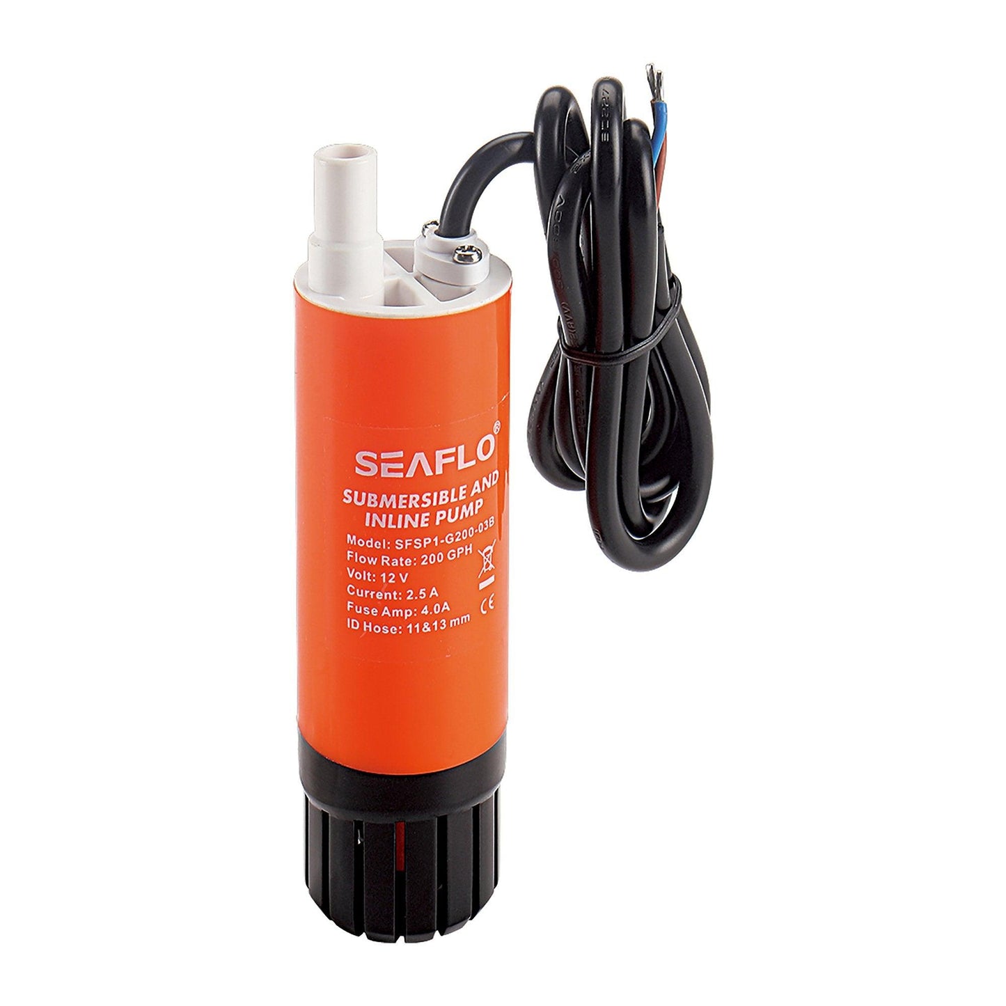 SEAFLO Inline 200 GPH Pump 1m Wire Without Clip | 4Boats