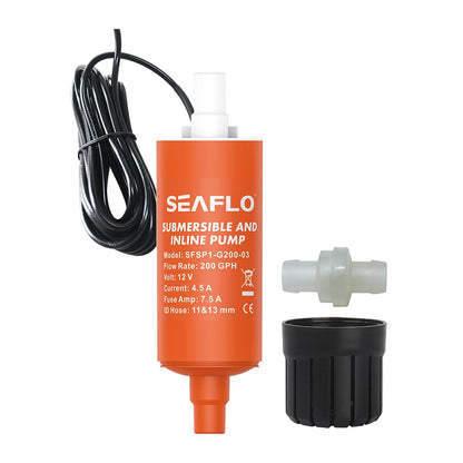 SEAFLO Inline 200 GPH Pump 1m Wire Without Clip | 4Boats