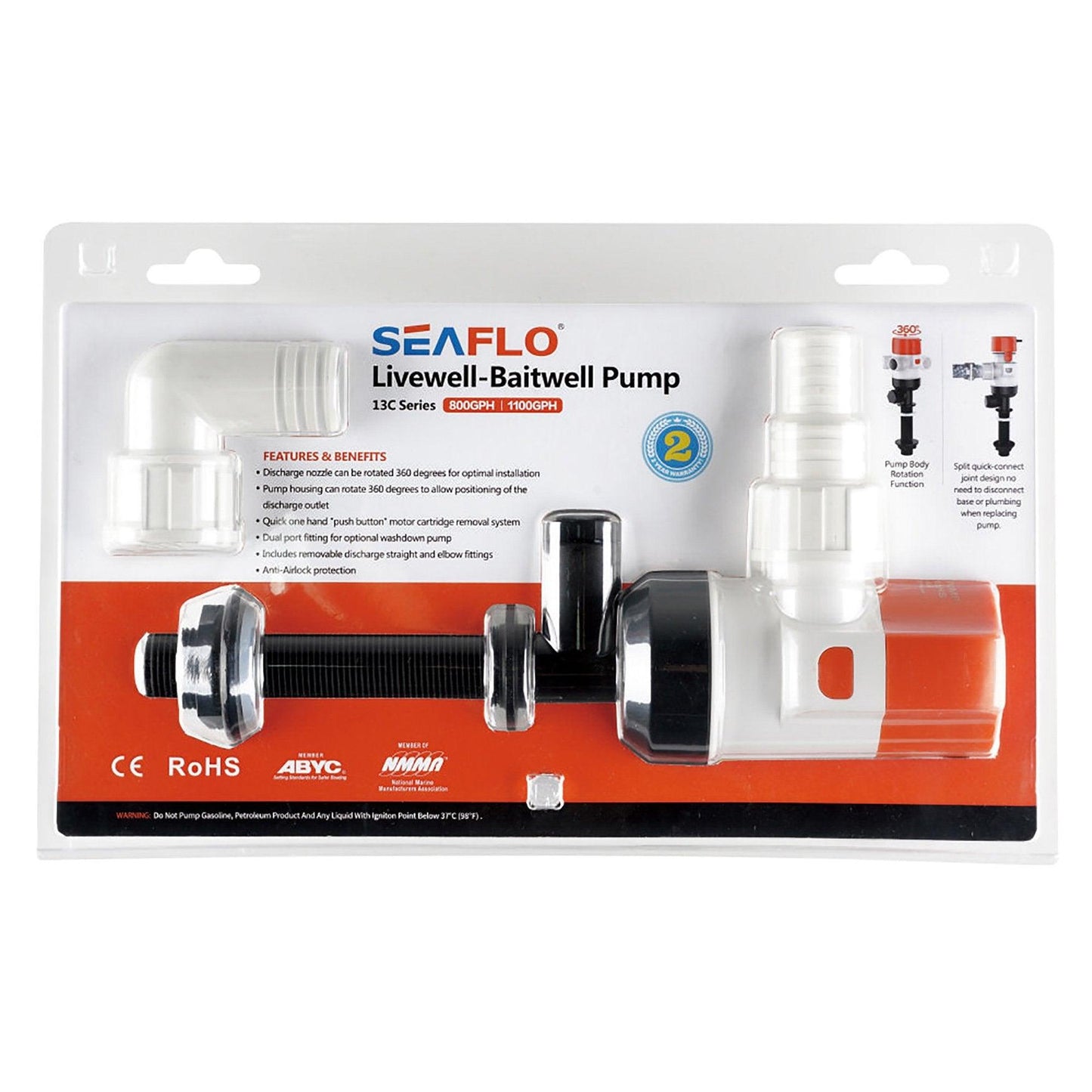 SEAFLO Livewell 13C Series 12V 800 GPH Livewell/Bait | 4Boats