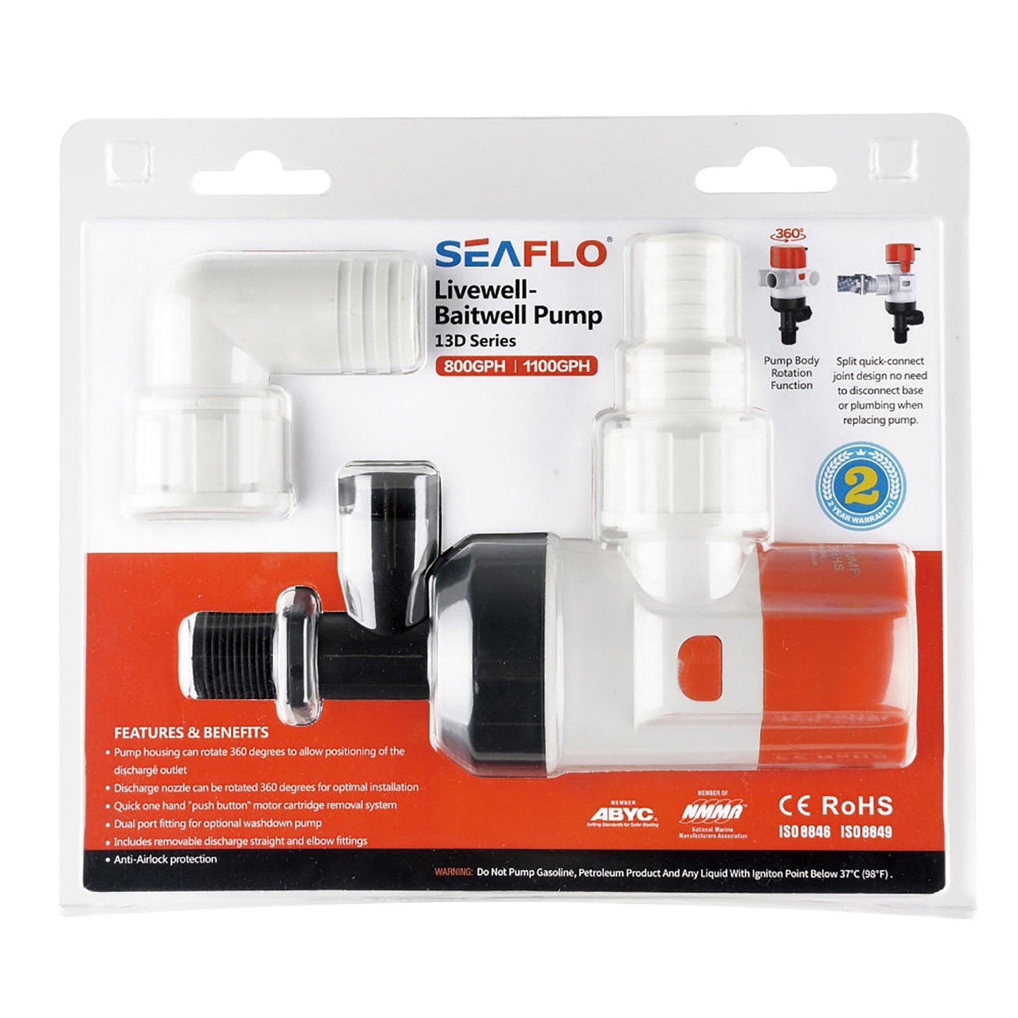 SEAFLO Livewell 13D 24V Pump 4,164 L/h (1,1 | 4Boats