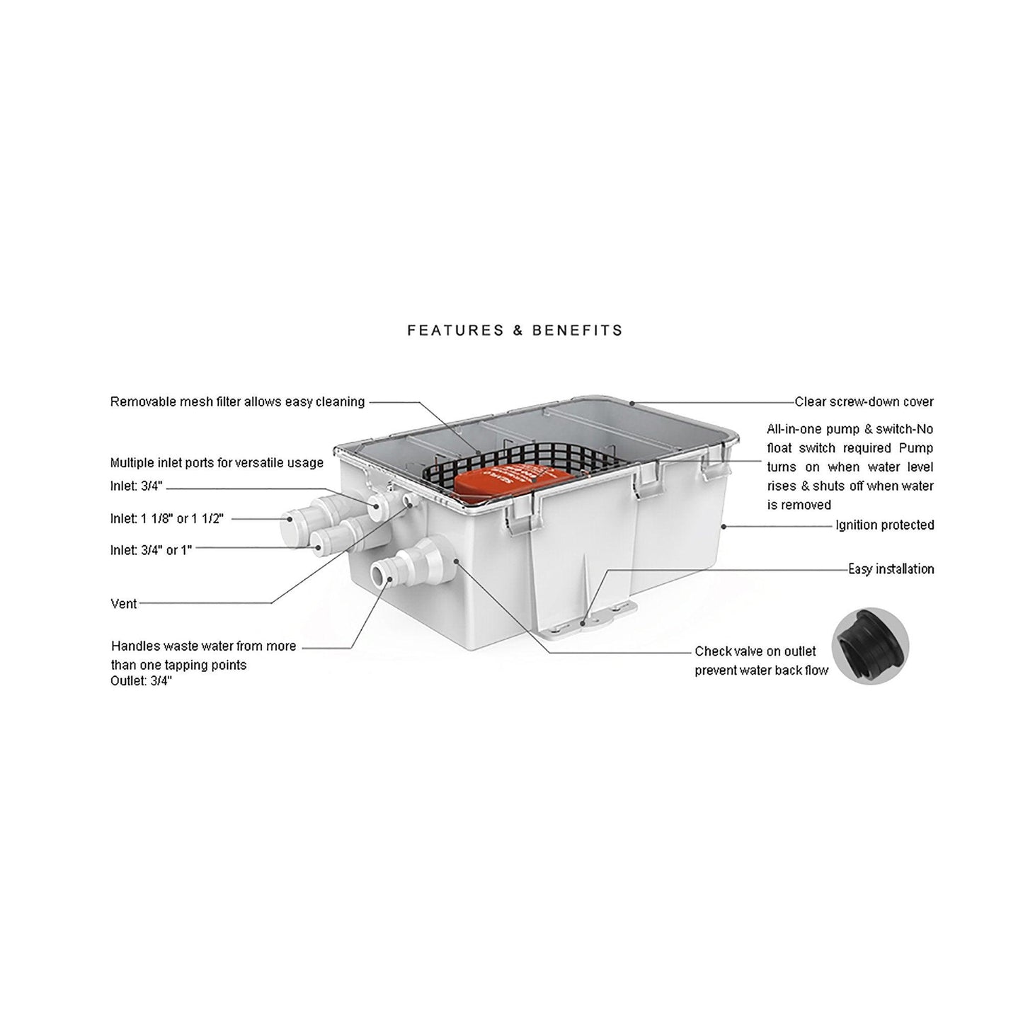 SEAFLO Shower 07 Series Shower Sump Pump System 24V 60 | 4Boats
