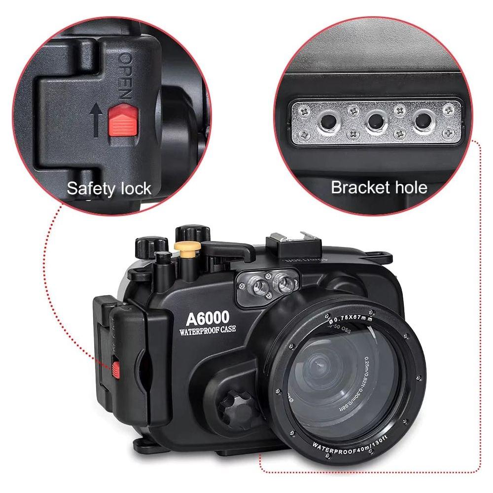 130ft/40m Waterproof Underwater Housing for Sony A6000 (16-50mm Lens)