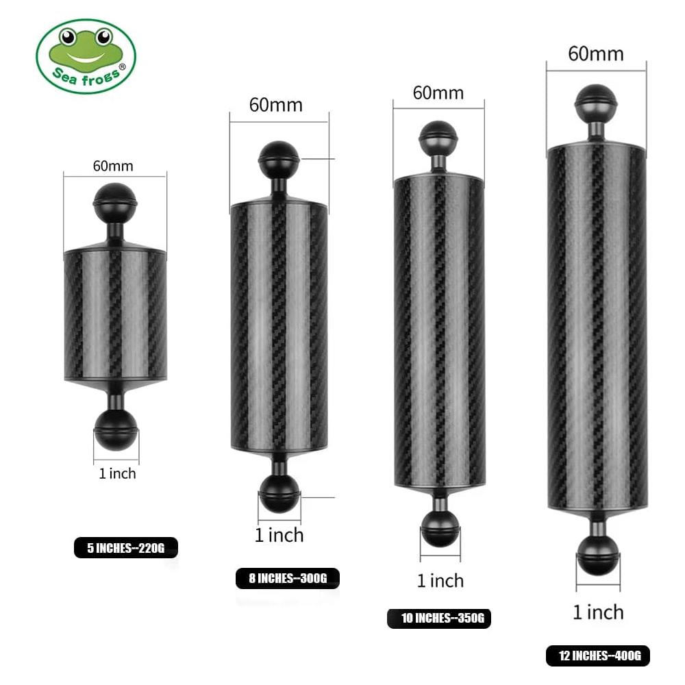 Seafrogs 12 Inch 400G Carbon Fiber Float Buoyancy Aquatic Arm for Camera Floating Arm Diving Camera Underwater Diving Tray