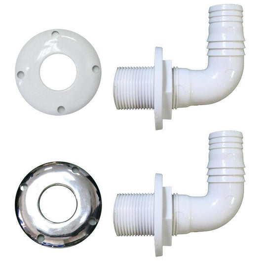 Thru-Hull Elbow 90° for 25mm Hose, Chromed Flange | 4Boats